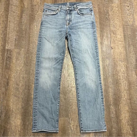 7 FOR ALL MANKIND Jeans Womens 31 Blue Slimmy Cashmere Blend Japanese Fabric - Picture 1 of 10